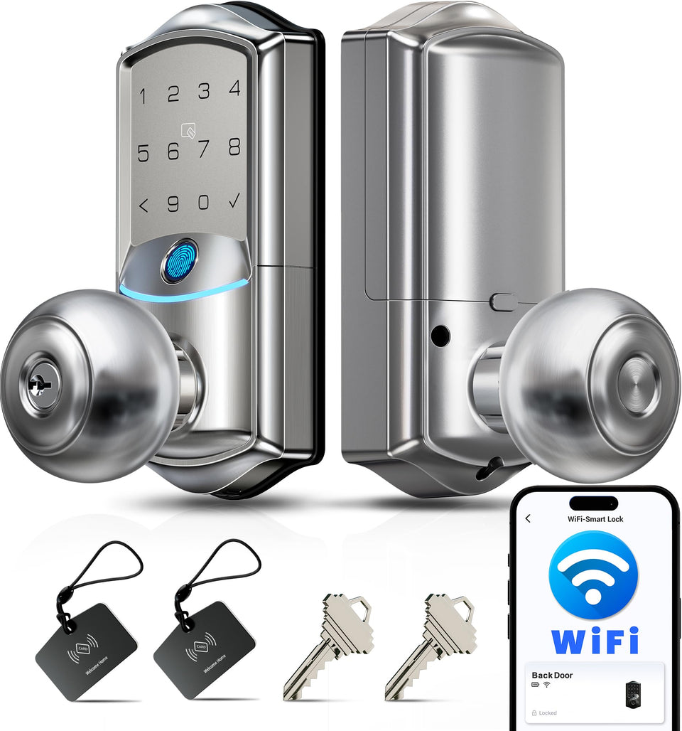 Veise VE028 built-in Wi-Fi lock front view showing modern design and accessibility