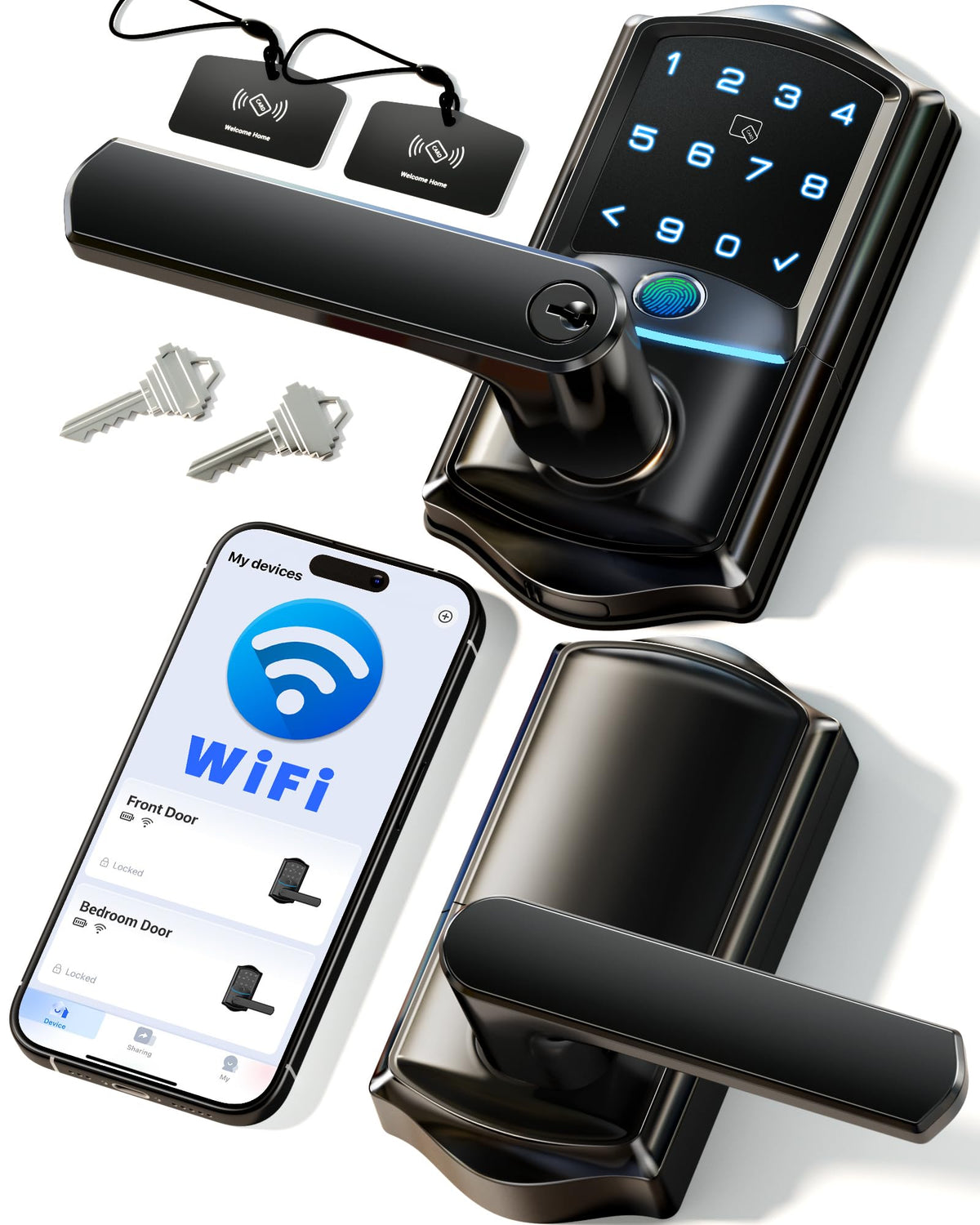 Veise VE029 front door lever lock with wifi for remote access