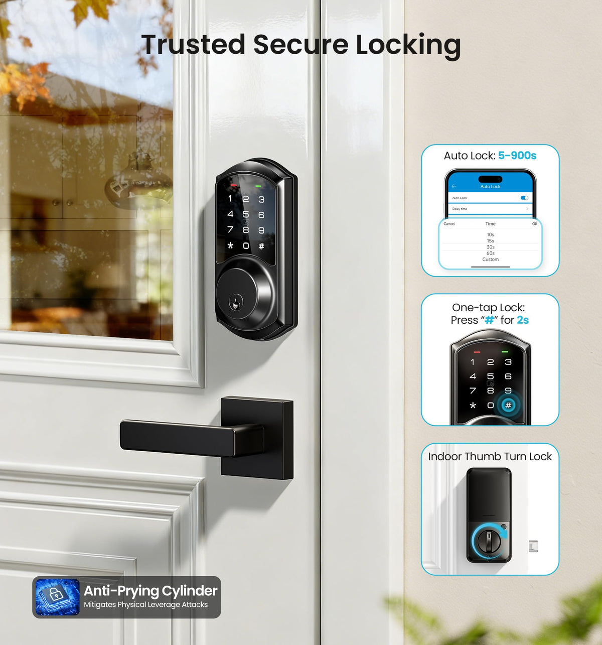 Veise VE06-L keyless entry deadbolt for fast access by family members.