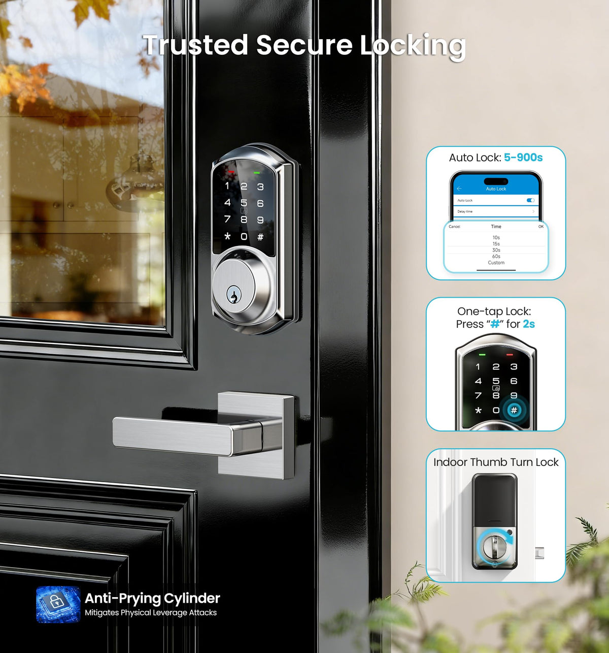 Veise VE06-L keyless entry deadbolt for effortless door access.