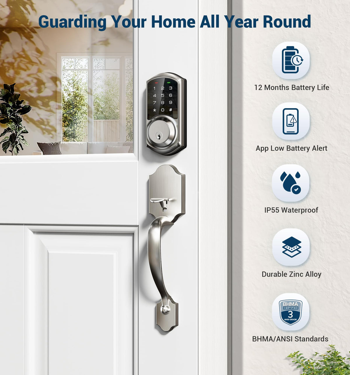 Veise VE06-H lever handle design in satin nickel finish.