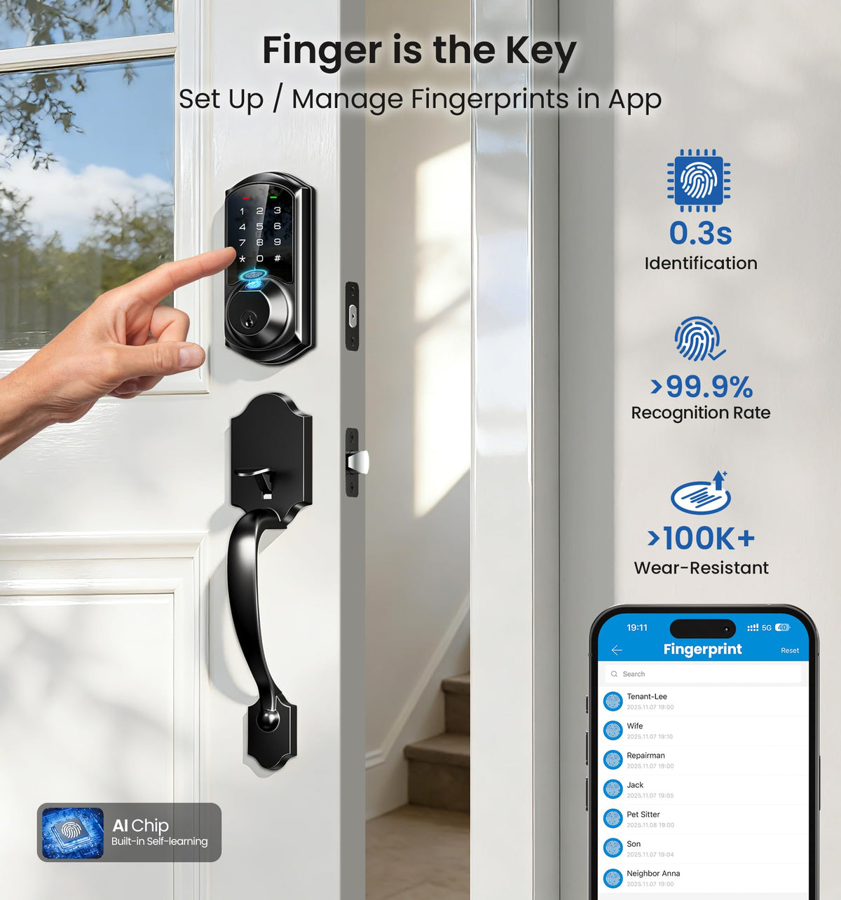 Veise VE07-H touchscreen keypad close-up highlighting responsive access control.