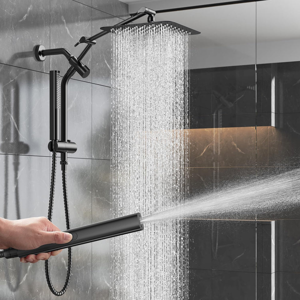 Veken 10 inch square shower head delivers spa like rainfall with a broad spray