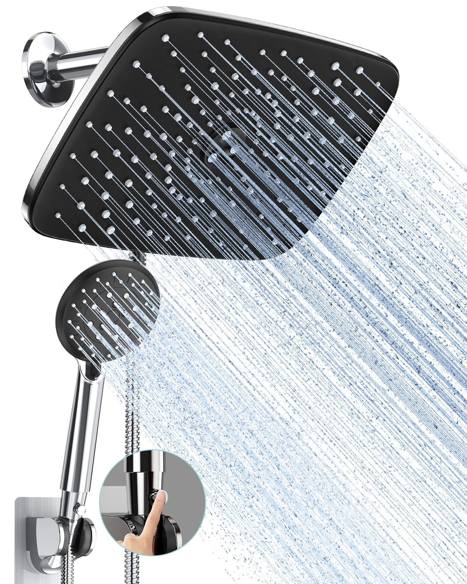 Veken 11.8-inch rain shower head provides wide coverage for full-body rinse.