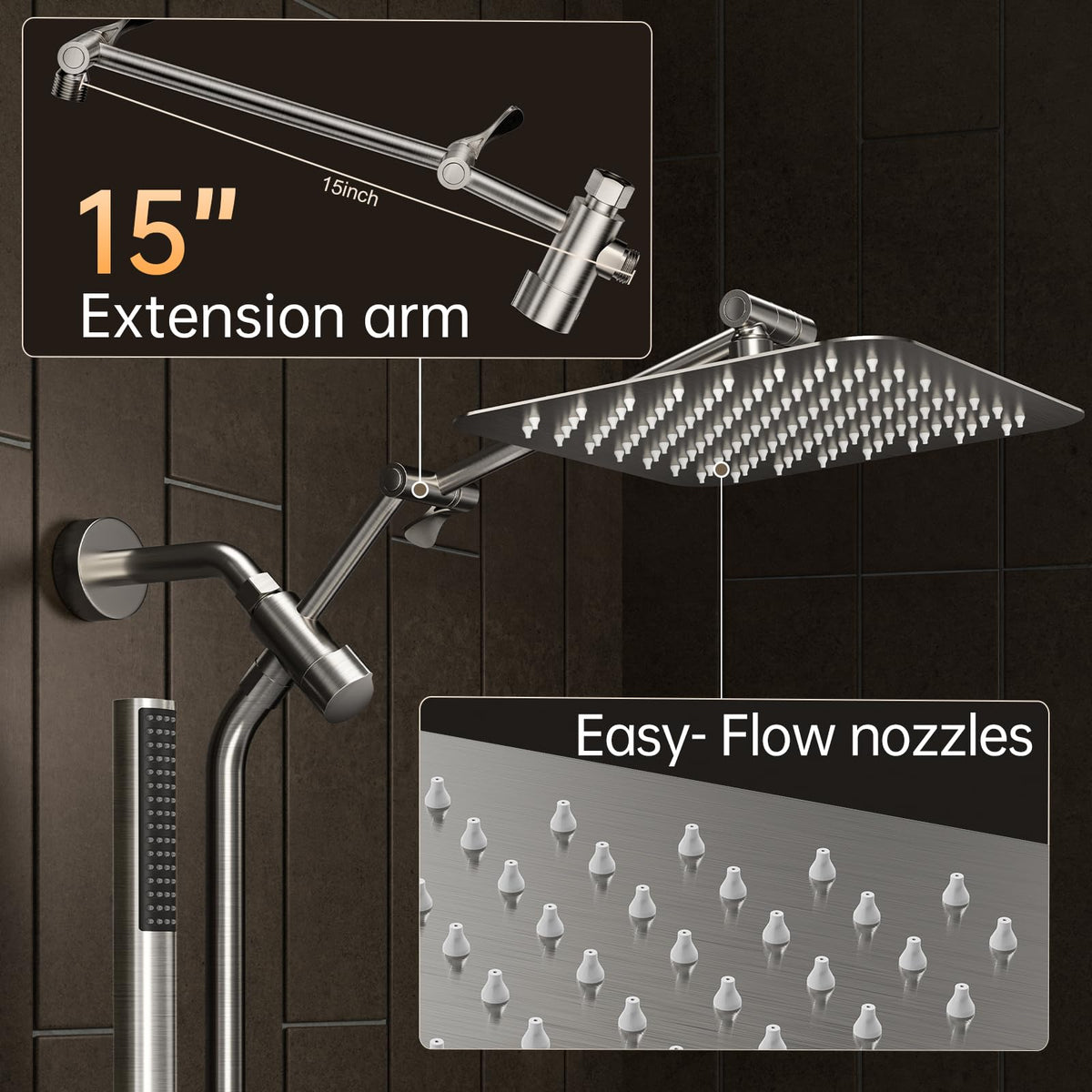 Veken 13-inch slide bar adjusts height for family-friendly comfort.