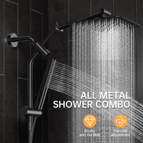 Veken 15-inch extension arm enables flexible shower height and angle.