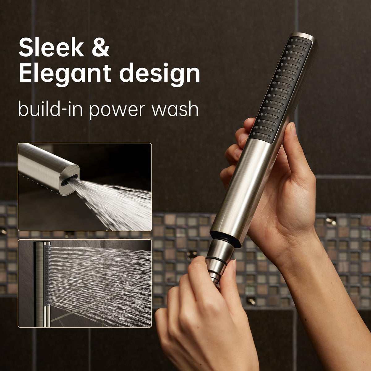 Veken 15-inch extension arm adds reach for tall bathrooms and configurations.
