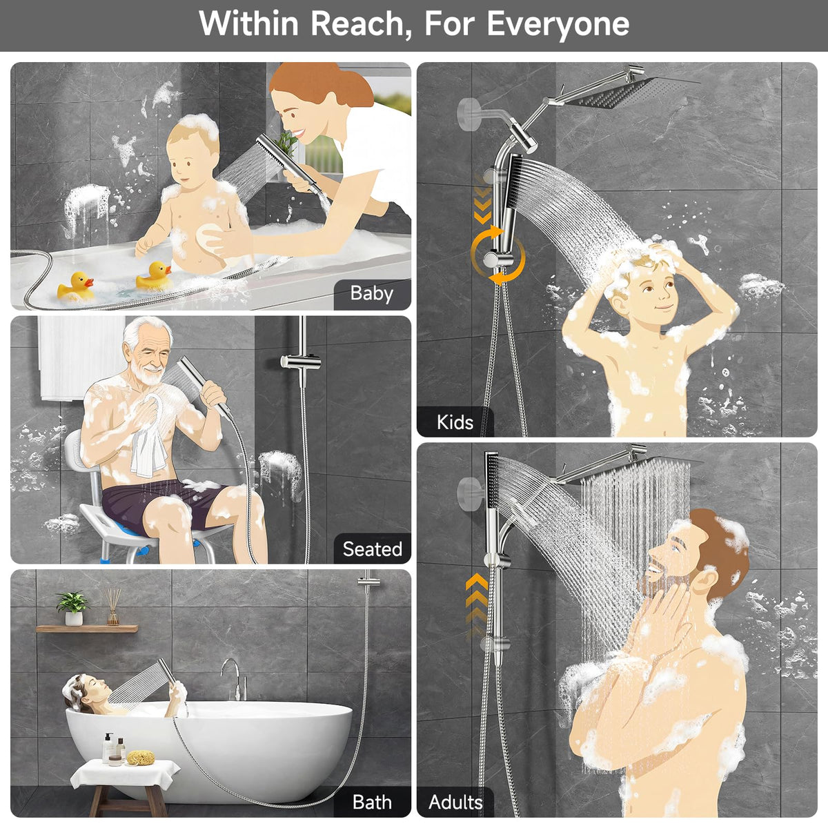 Veken 60-inch hose provides full reach and convenience