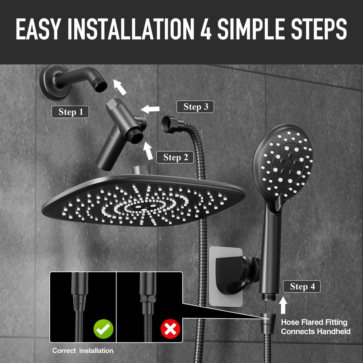 Veken ABS-certified materials ensure a safe, durable shower system.