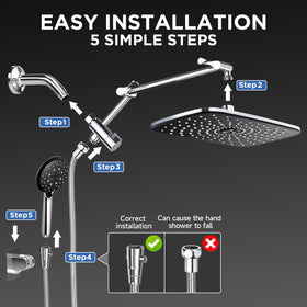 Veken chrome shower system complements any bathroom decor.