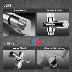 Veken chrome silver finish adds a modern shine to any bathroom setup.