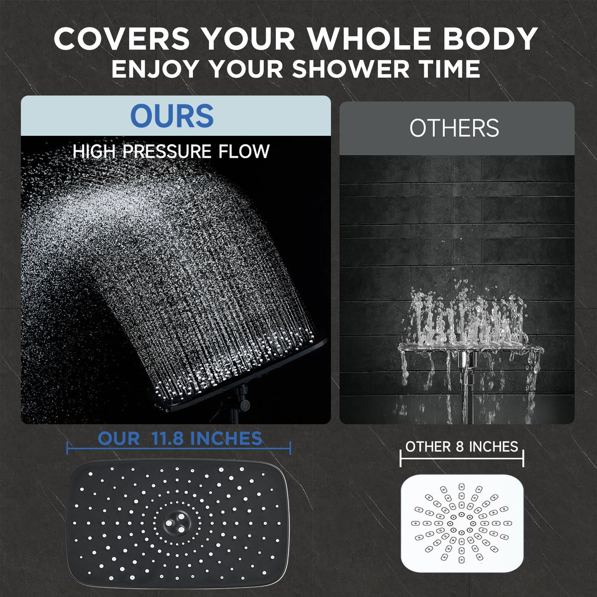 Veken detachable dual shower system switching between rainfall and handheld modes