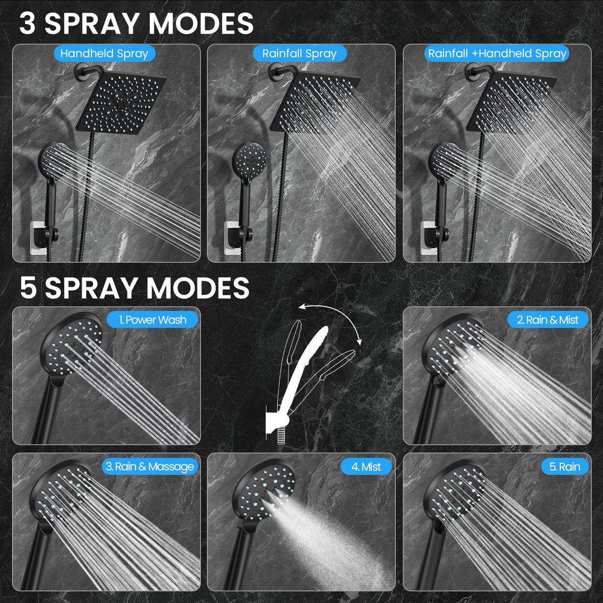 Detachable handheld showerhead by Veken for flexible use