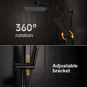 Veken dual rain shower provides immersive coverage for a spa-like experience.