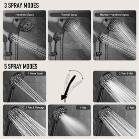 Veken dual shower head setup delivers seamless switching between fixed and handheld streams.