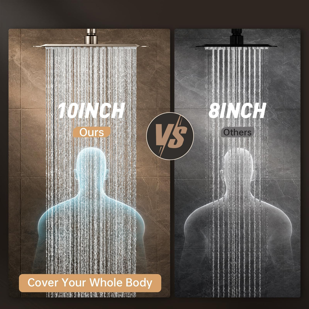 Veken dual spray system supports simultaneous overhead and handheld use.