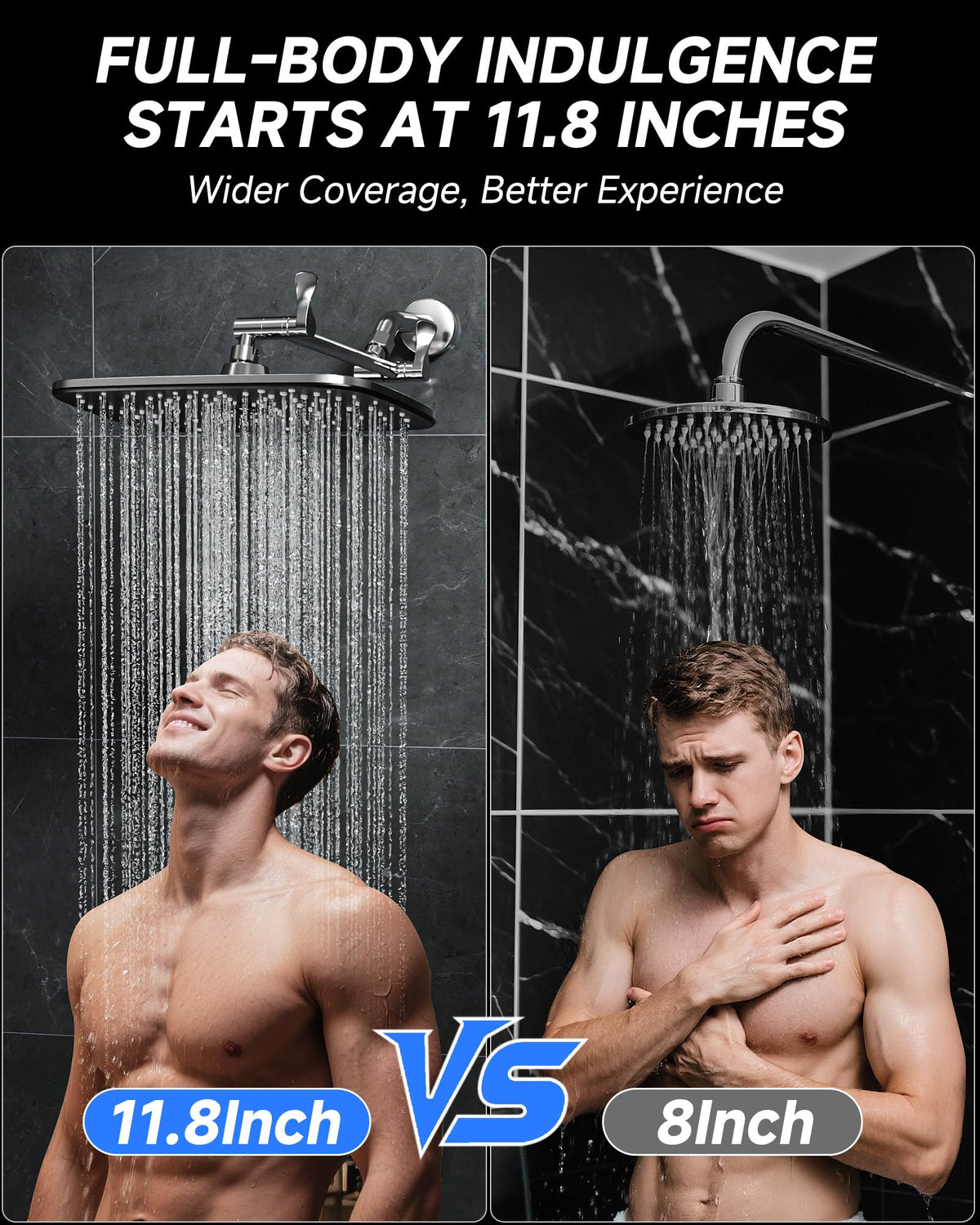 Veken 11-inch extension arm boosts shower height for comfortable tall users.