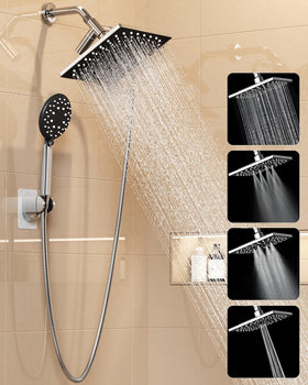 Veken high-pressure rain shower head with chrome finish for immersive full coverage.