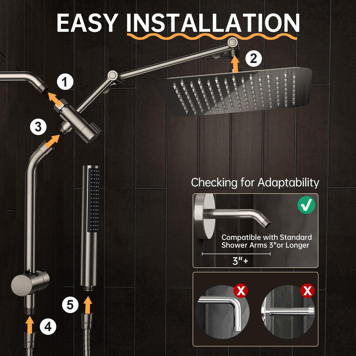 Veken install kit includes tape, washers, and wrench for DIY setup.