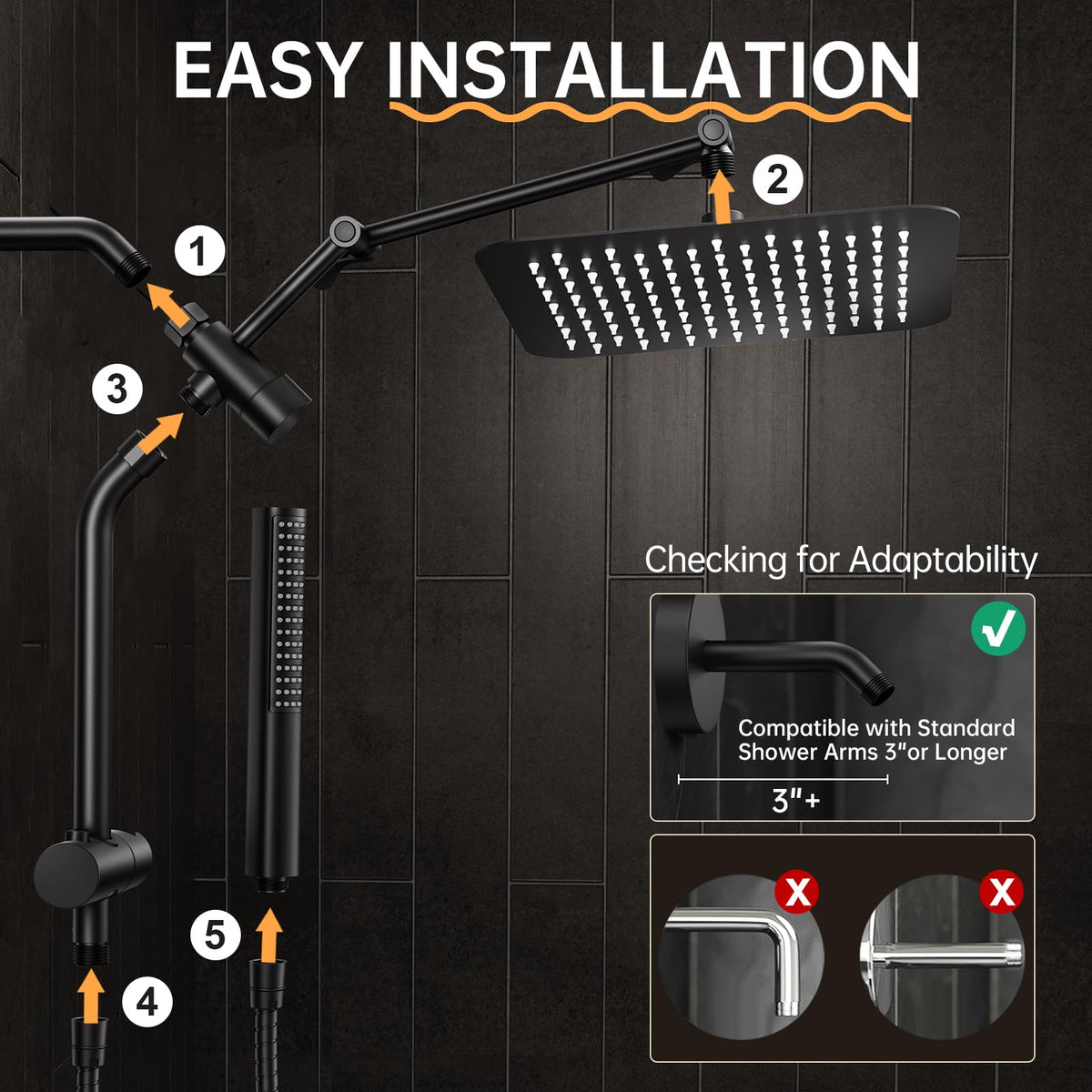 Veken easy-installation kit makes upgrading the shower quick and plumber-free.