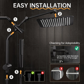 Veken matte black finish on durable metal shower system