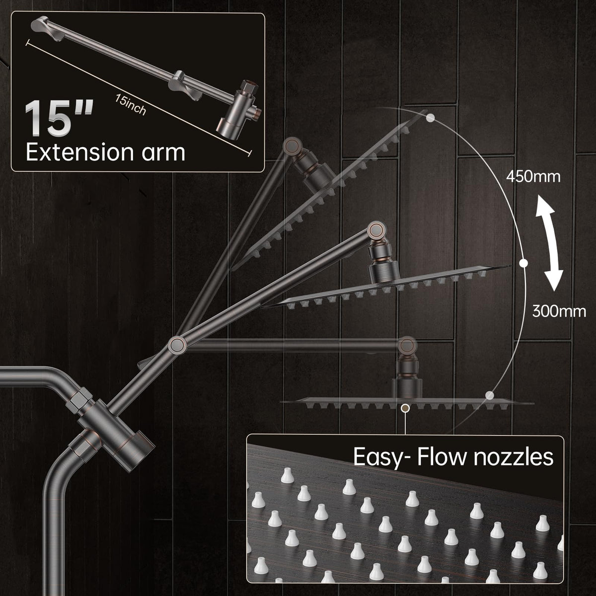 Veken power jet on handheld aids thorough rinsing around tile