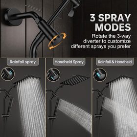 Veken power wash feature on handheld promotes easy soap scum removal.