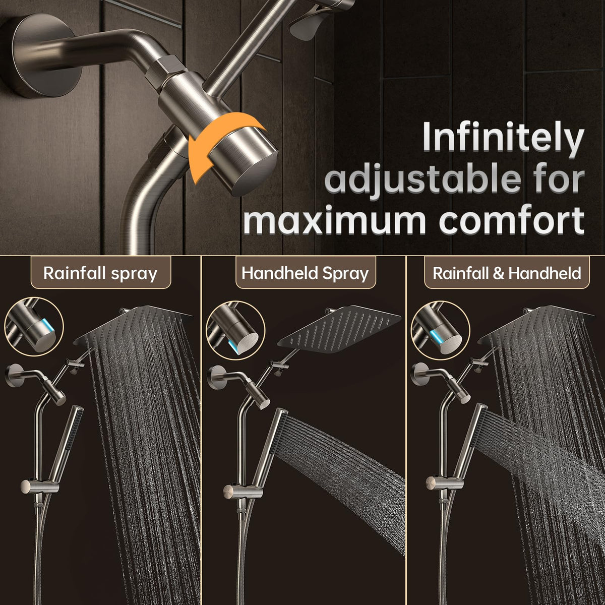 Veken power wash mode helps clean showers, tubs, and tiles quickly.