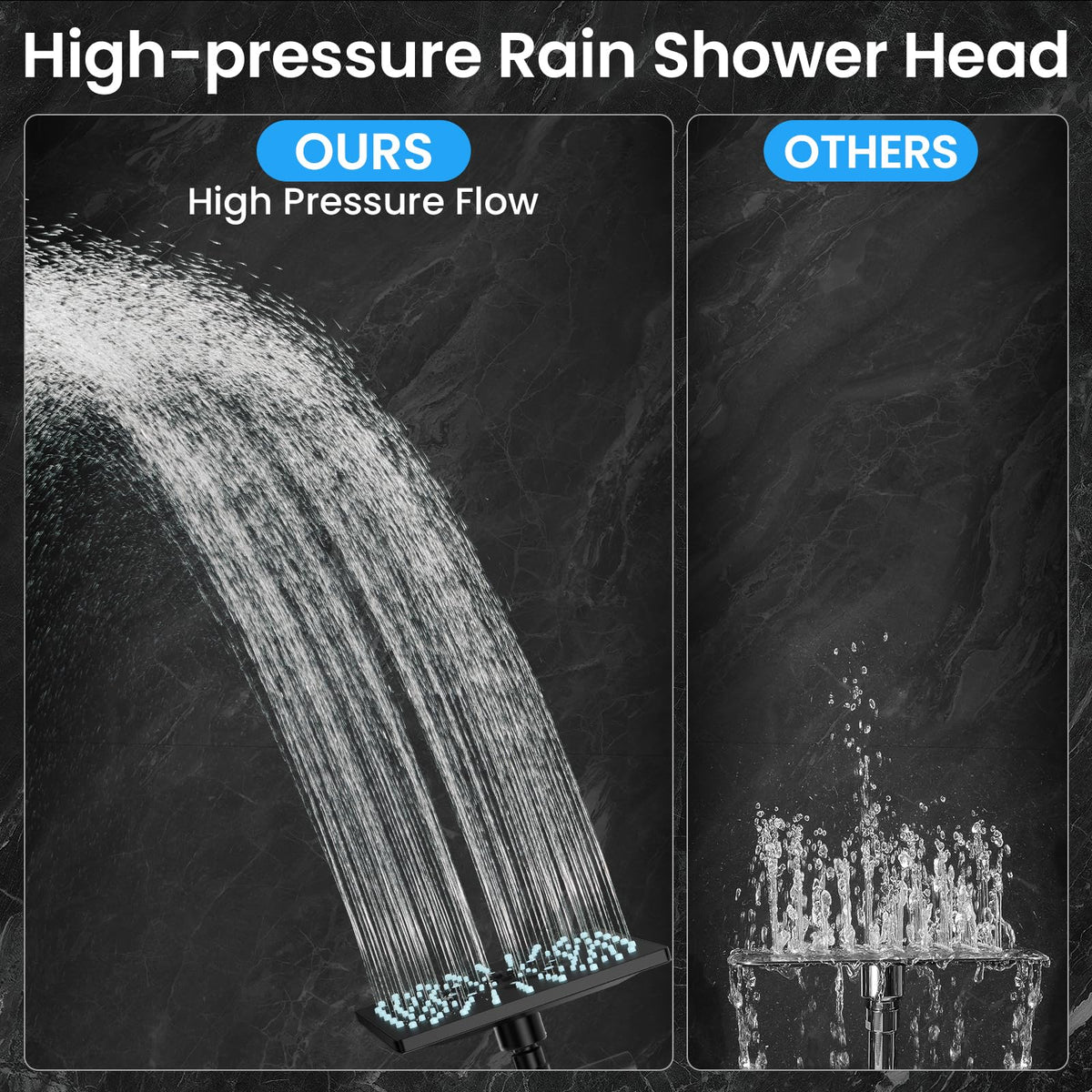 Veken rainfall head offers Rain, Mist, Heavy Rain, Massage modes