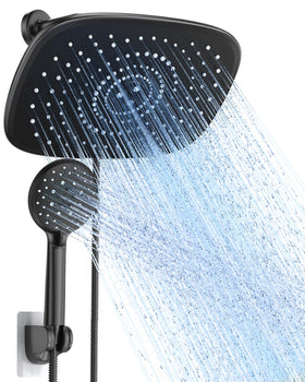 Veken rain shower head 10-inch wide provides full-body coverage for spa-like showers.