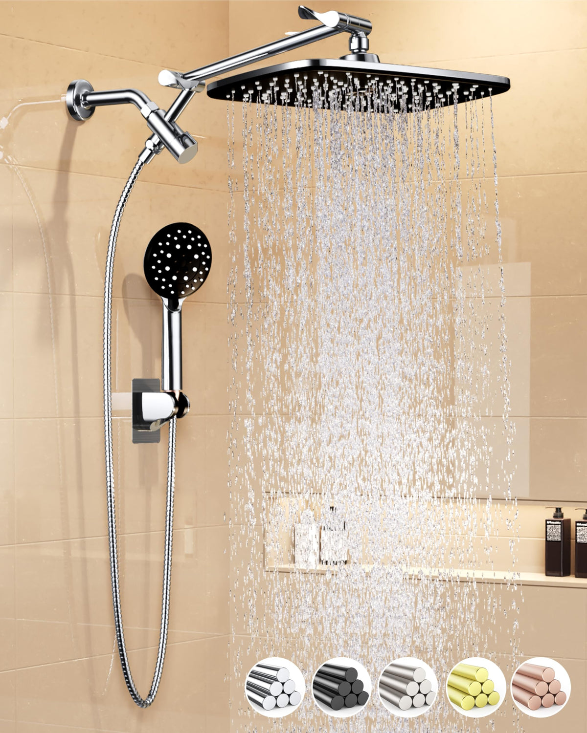 Veken rain shower head 11.8-inch delivers full-body coverage for a spa-like shower.