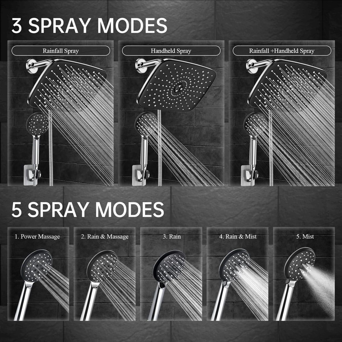 Veken tool-free installation for quick shower upgrade.