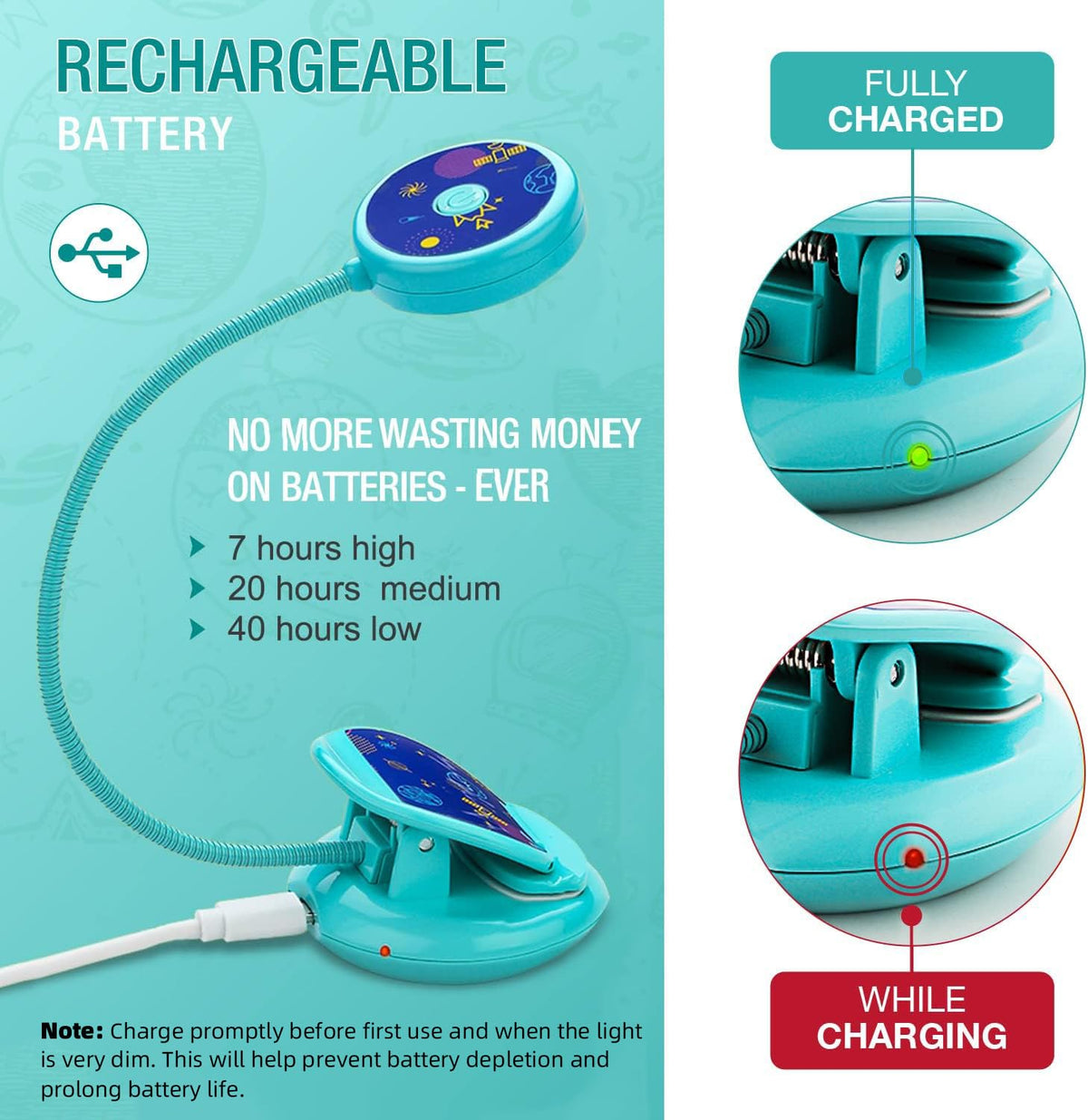 Vekkia 360-degree neck adjusts angles for precise lighting.