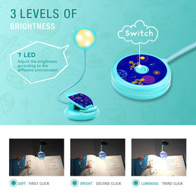 Vekkia blue eye-protection light for comfortable nighttime reading.