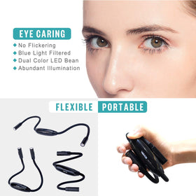 Vekkia neck light folded into shape for flexible positioning during crafts.