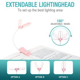 Vekkia soft ABS shade softens light to protect pages while reading.