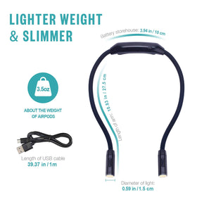 Vekkia neck light charges via USB for quick recharging.