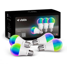 Velds smart light bulb color changing for mood lighting in living rooms.