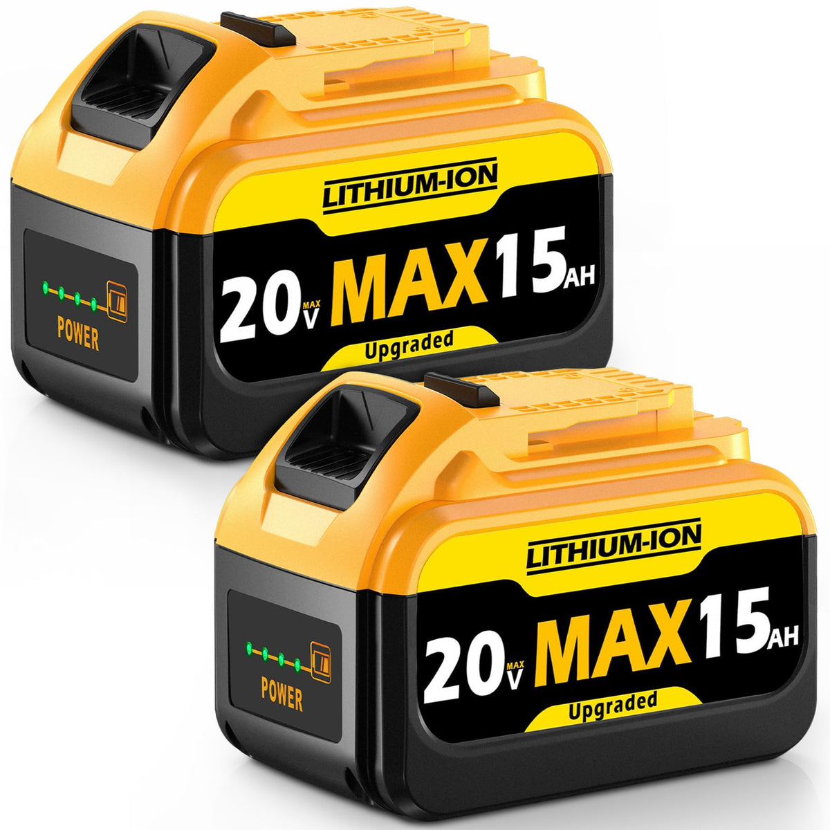 VelgoNyx 15Ah 20V battery close-up with LED indicator for easy charge status.
