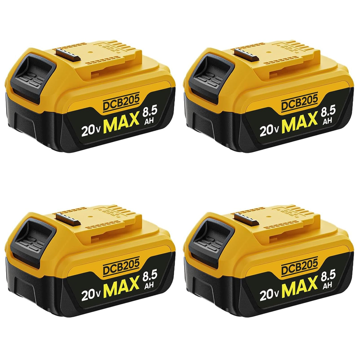 VelgoNyx 4-pack 8.5Ah battery for Dewalt 20V Max extends runtime.