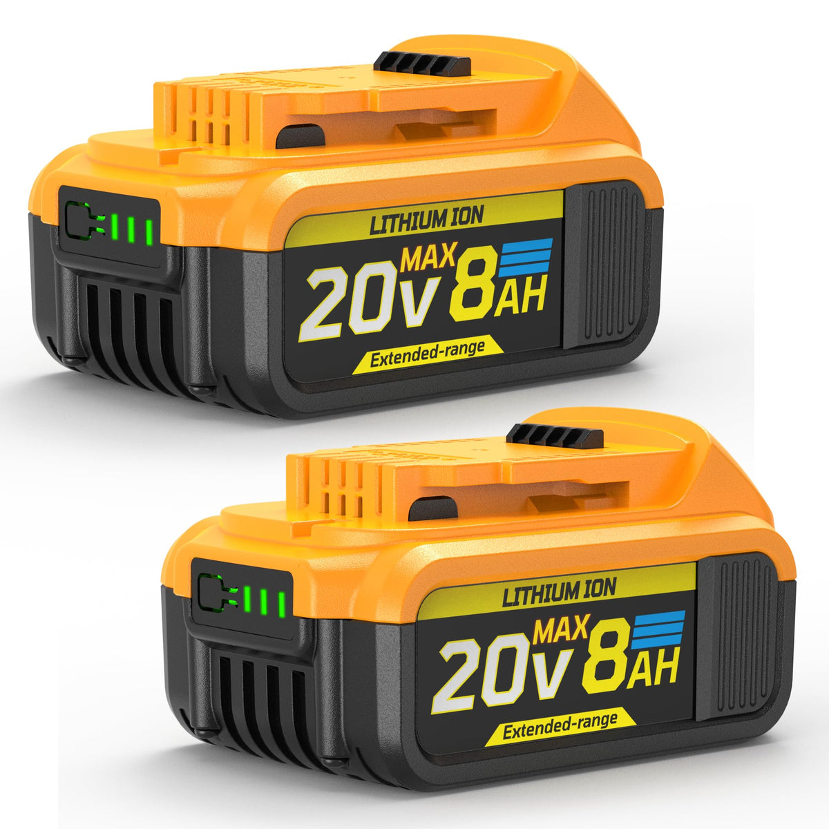 VelgoNyx 8Ah replacement battery for Dewalt 20V Max, extended runtime.