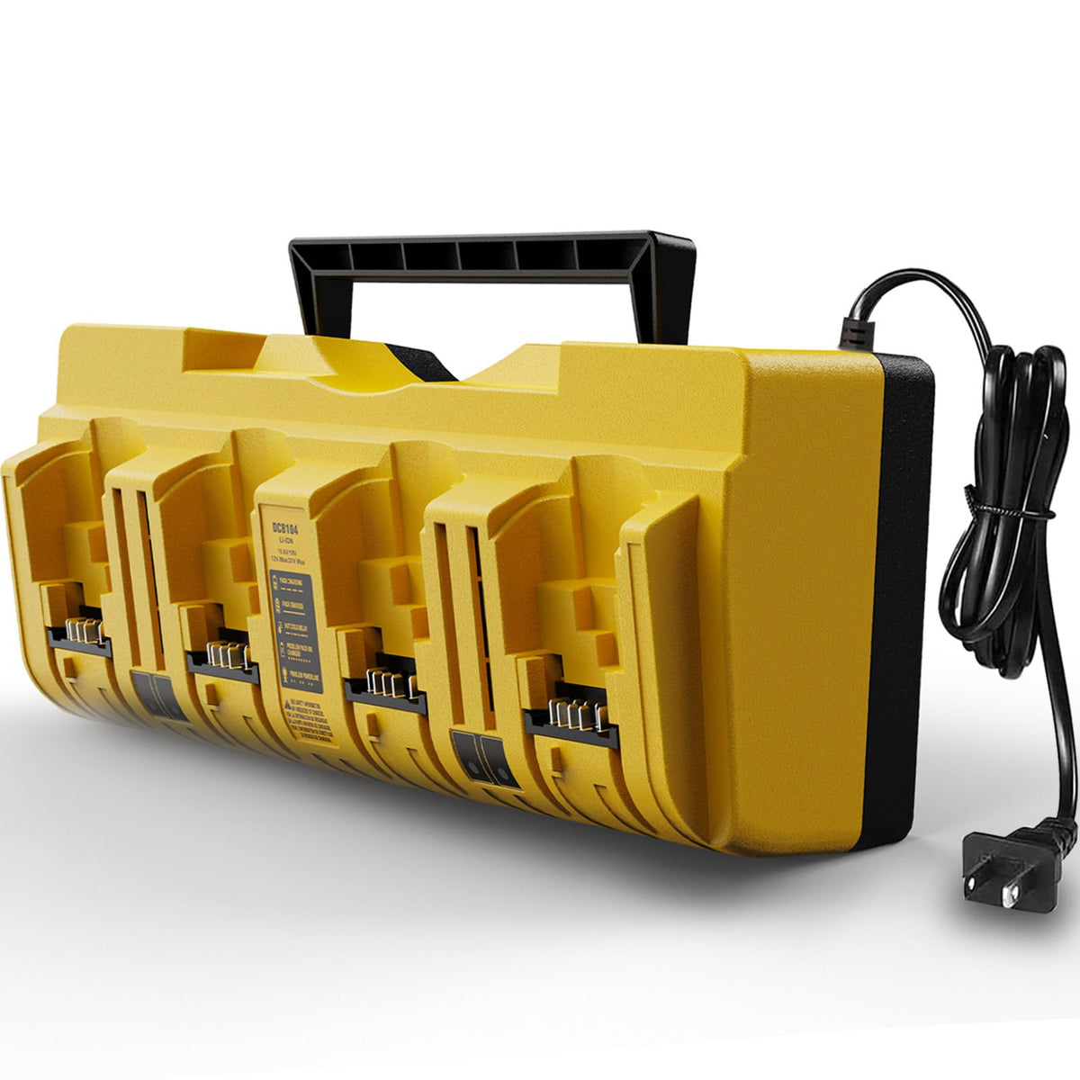 VelgoNyx DCB104 front view with four ports for simultaneous battery charging.