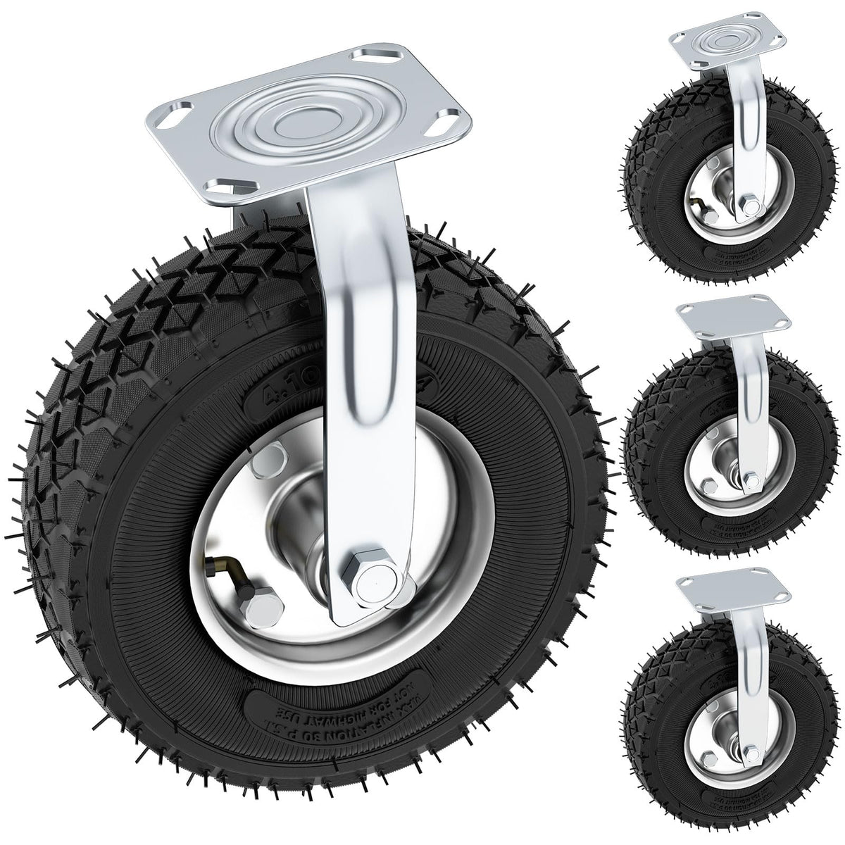 VELPAX 10-inch pneumatic casters 4-pack for easy, stable transport of heavy carts.