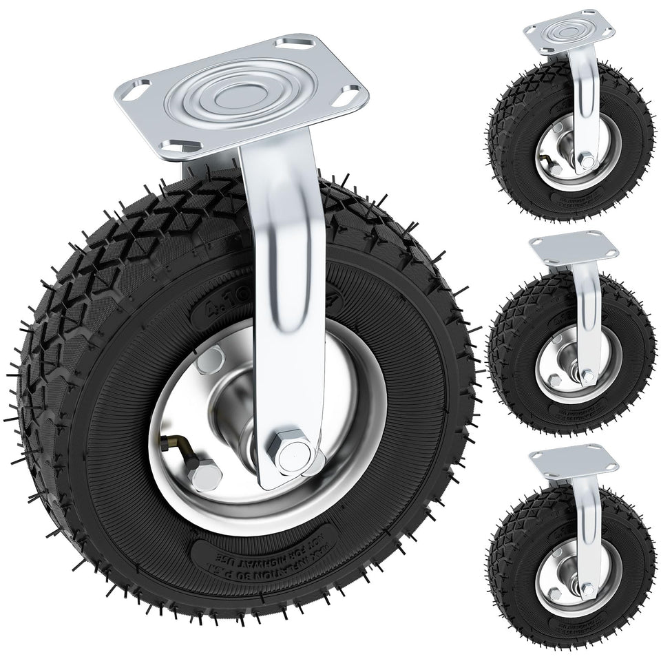 VELPAX 10-inch pneumatic casters 4-pack for easy, stable transport of heavy carts.