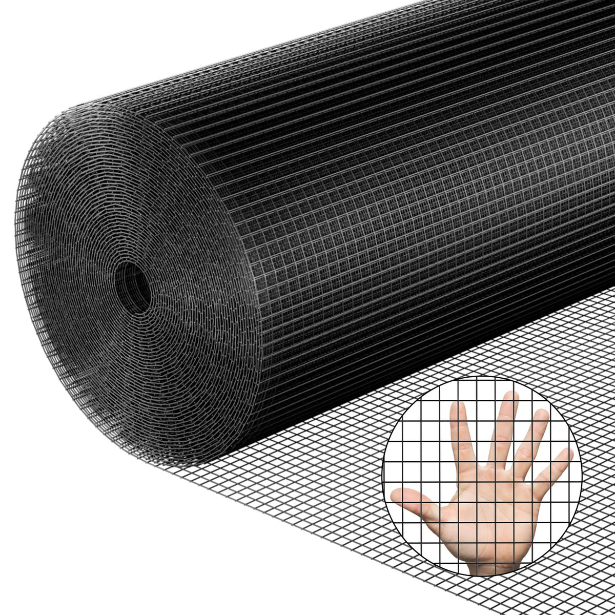VELPAX hardware cloth 1/4-inch 48x50ft black roll – close-up of vinyl coating for long-lasting protection