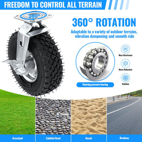 VELPAX heavy-duty casters rated to 1300 lbs per set.