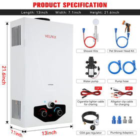 VELPAX portable water heater in use during a camping trip