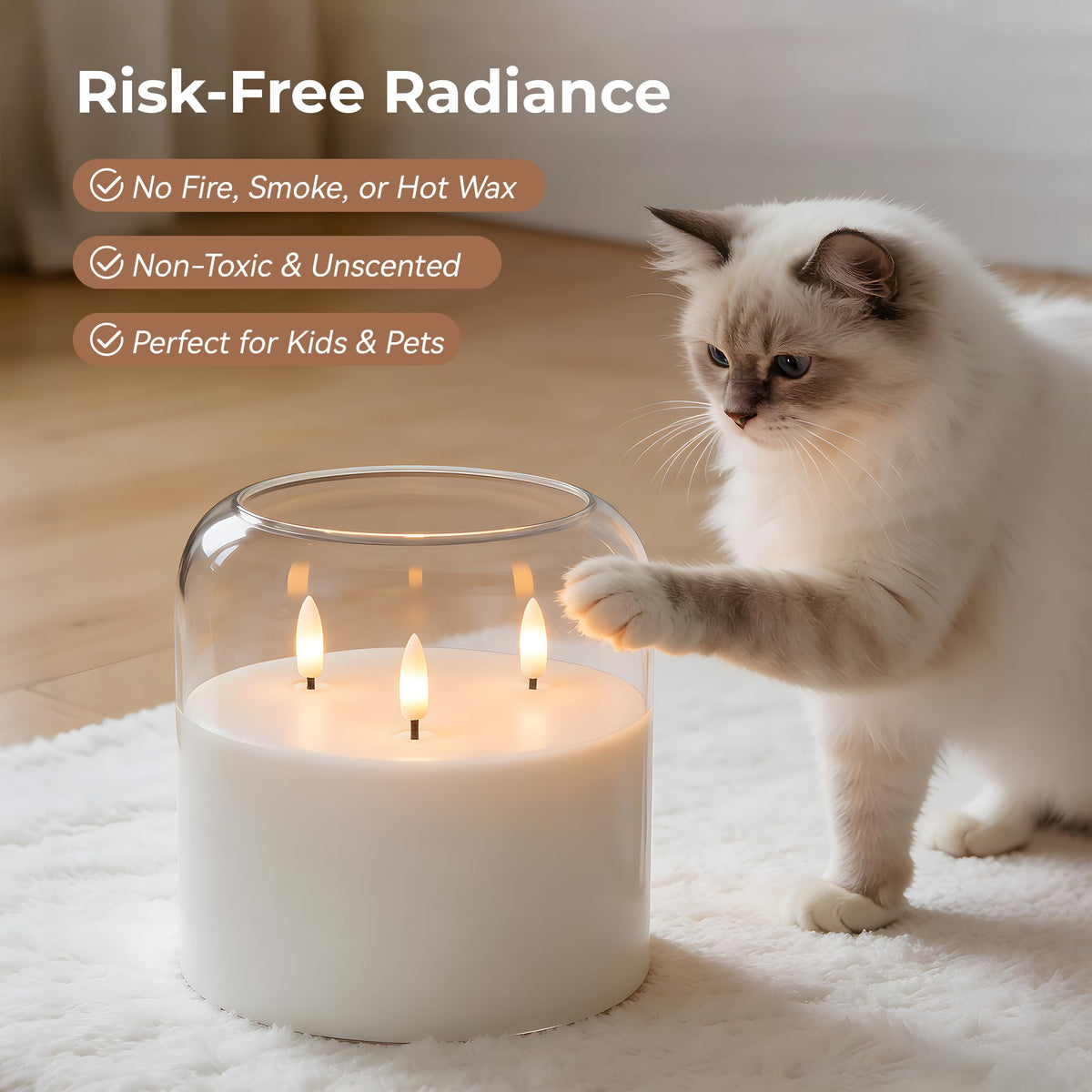 Velsyn 6-inch candle offers three color options for versatile decor.
