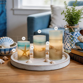 Velsyn beach candle emits a warm glow, creating a cozy mood