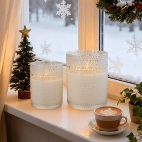 Velsyn 4x5 flameless candle front view, delivers cozy, safe lighting.
